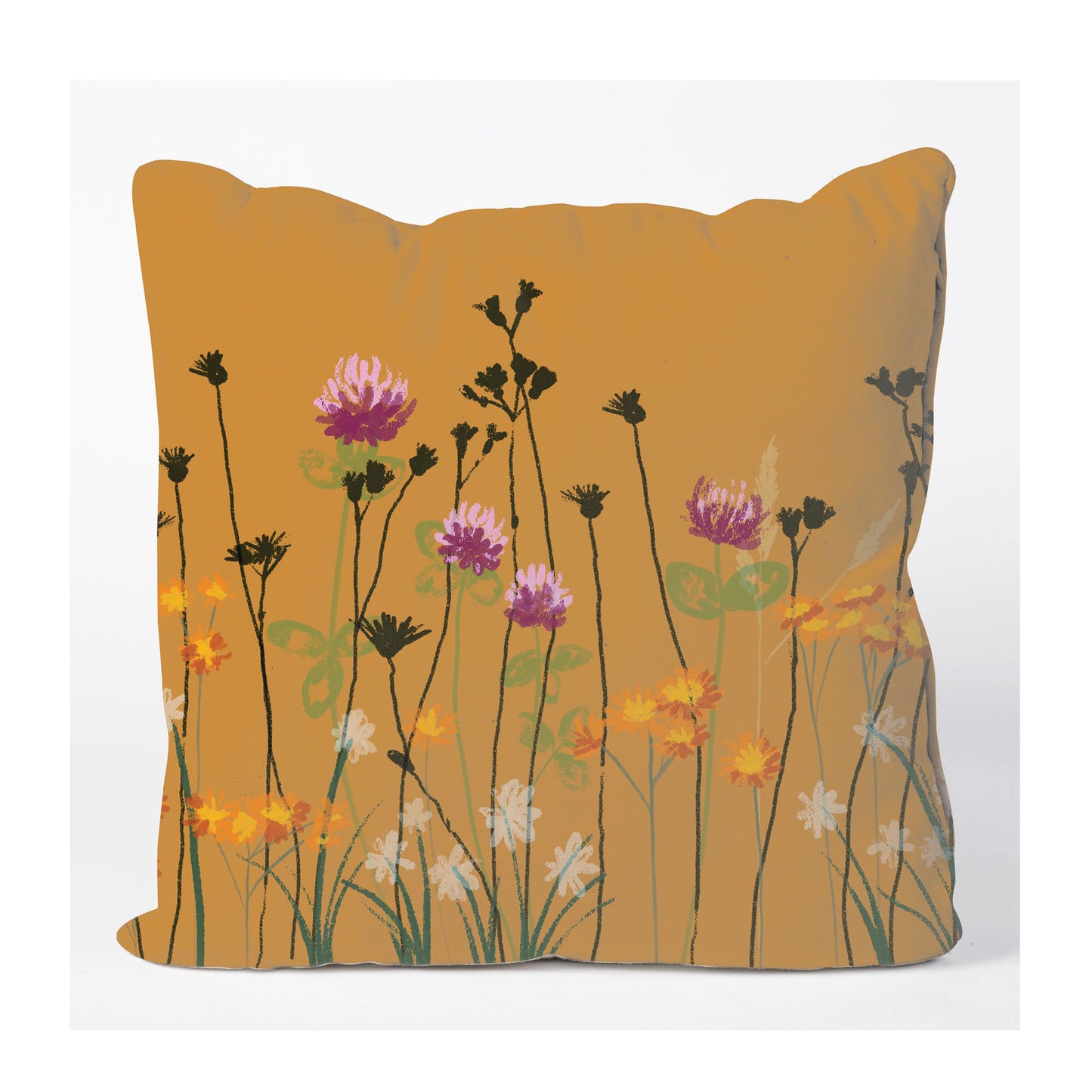 Amber Wildflower Square Cushion