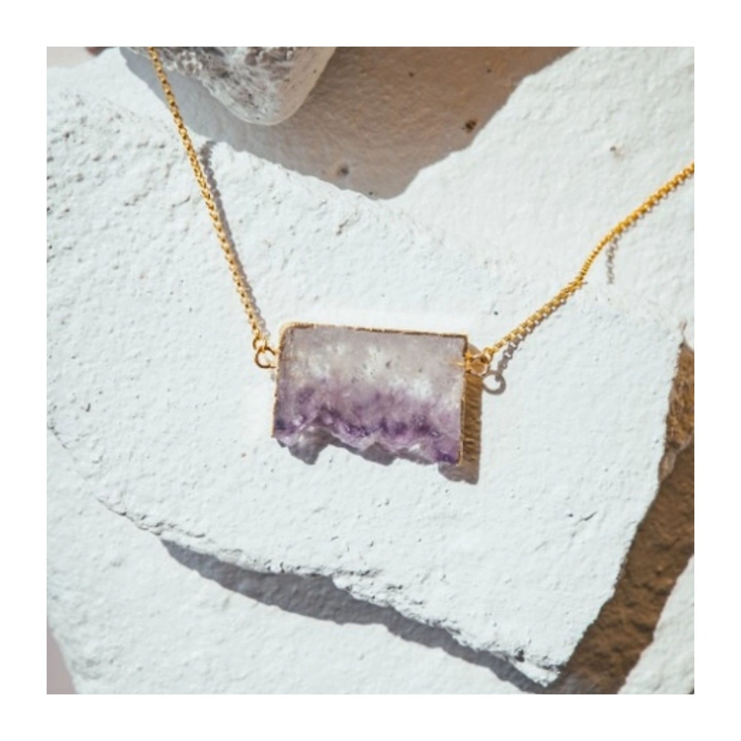 Amethyst Slice Gold Plated Necklace