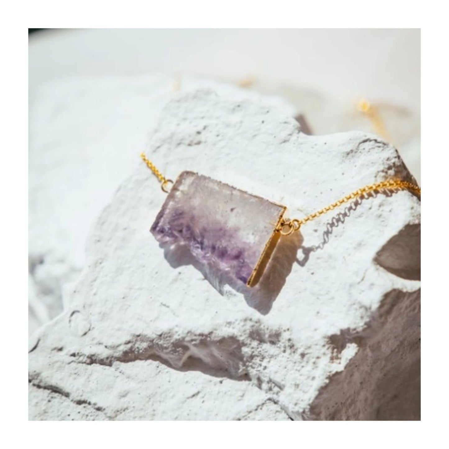 Amethyst Slice Gold Plated Necklace