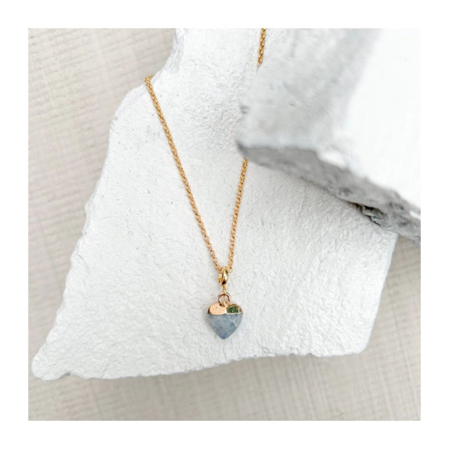 Aventurine Blue Heart Gold Plated Necklace