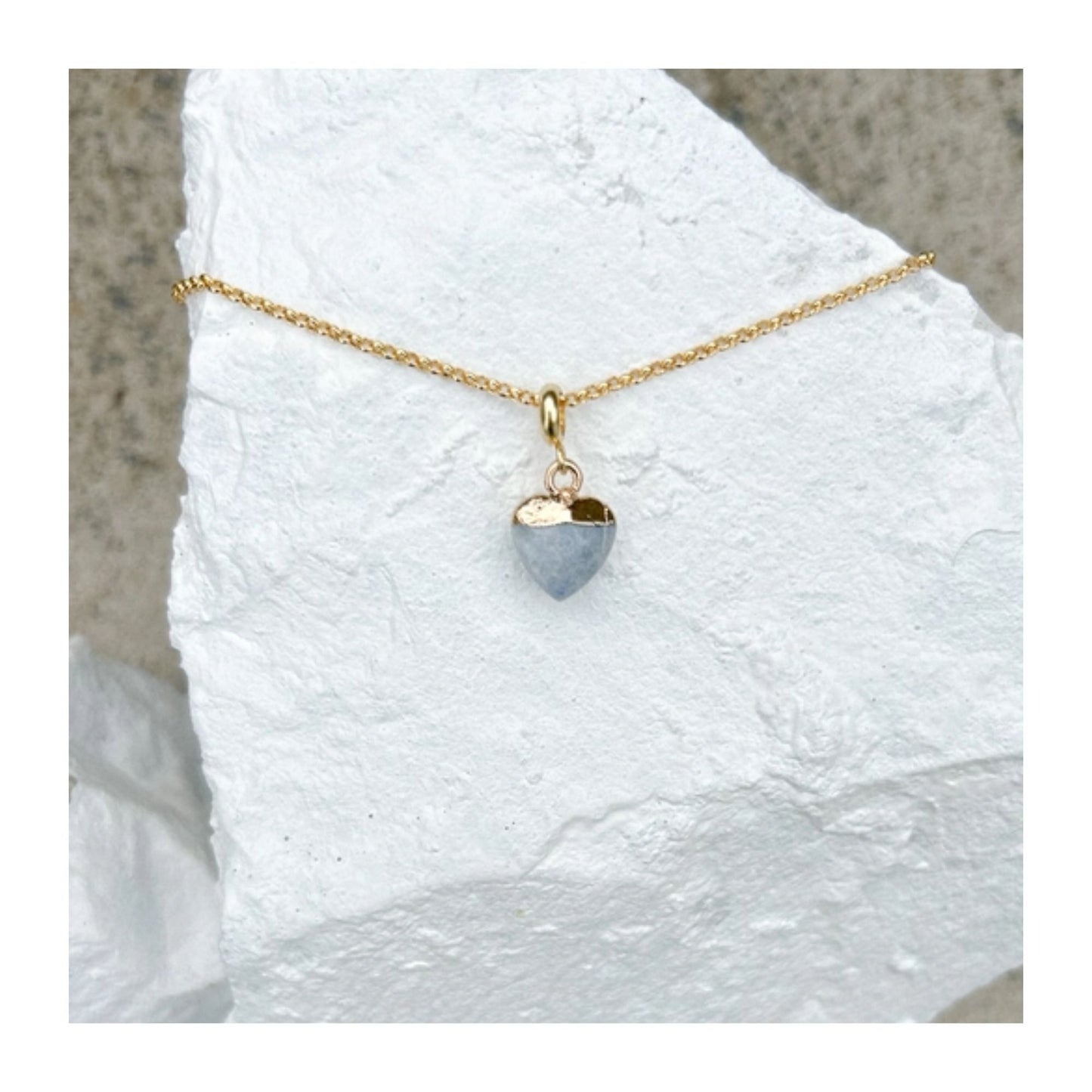 Aventurine Blue Heart Gold Plated Necklace