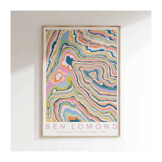 Ben Lomond Colourful Topography Print