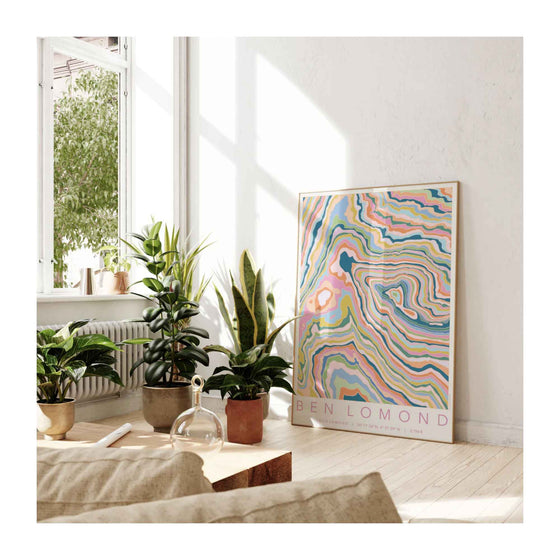 Ben Lomond Colourful Topography Print