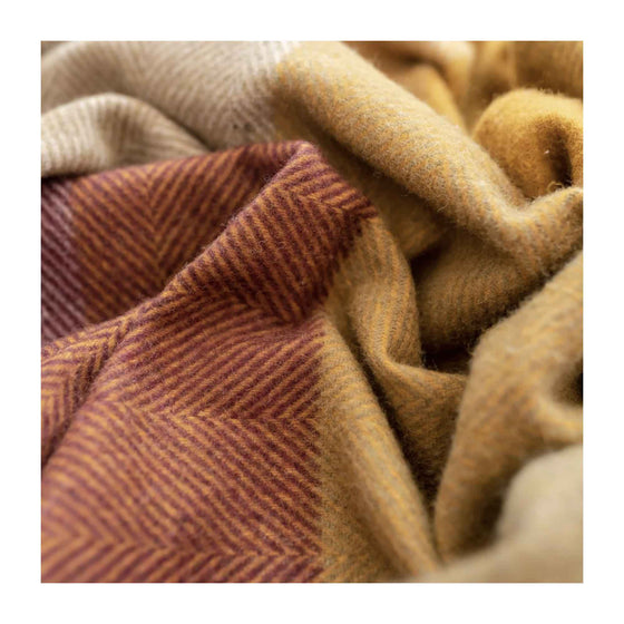 Berry Herringbone Block Check Recycled Wool Blanket