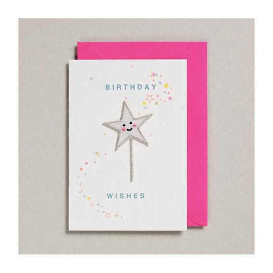 Birthday Wishes Star Wand Card - Iron on Patch