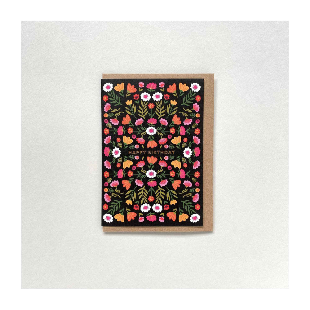 Black Floral Birthday Card