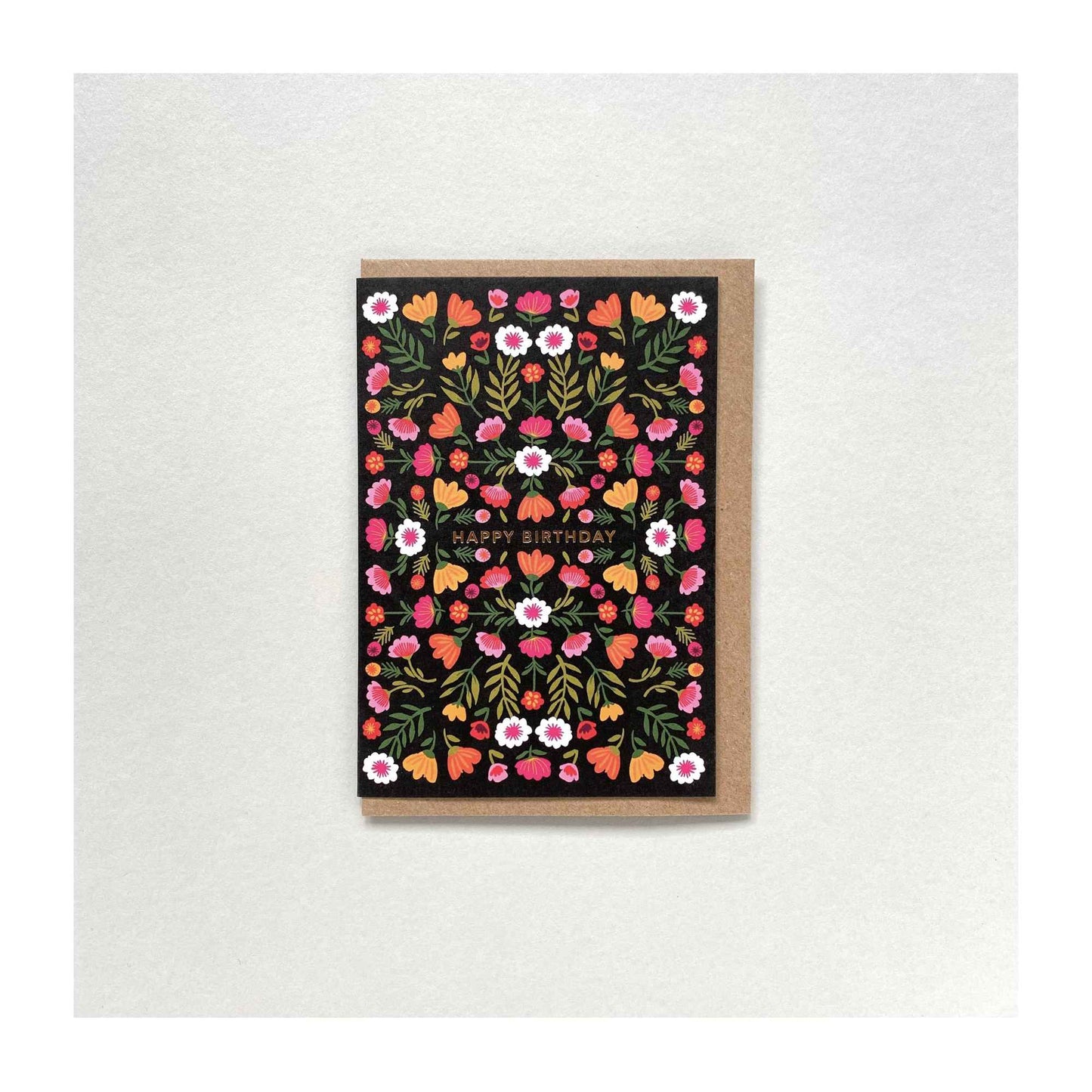 Black Floral Birthday Card