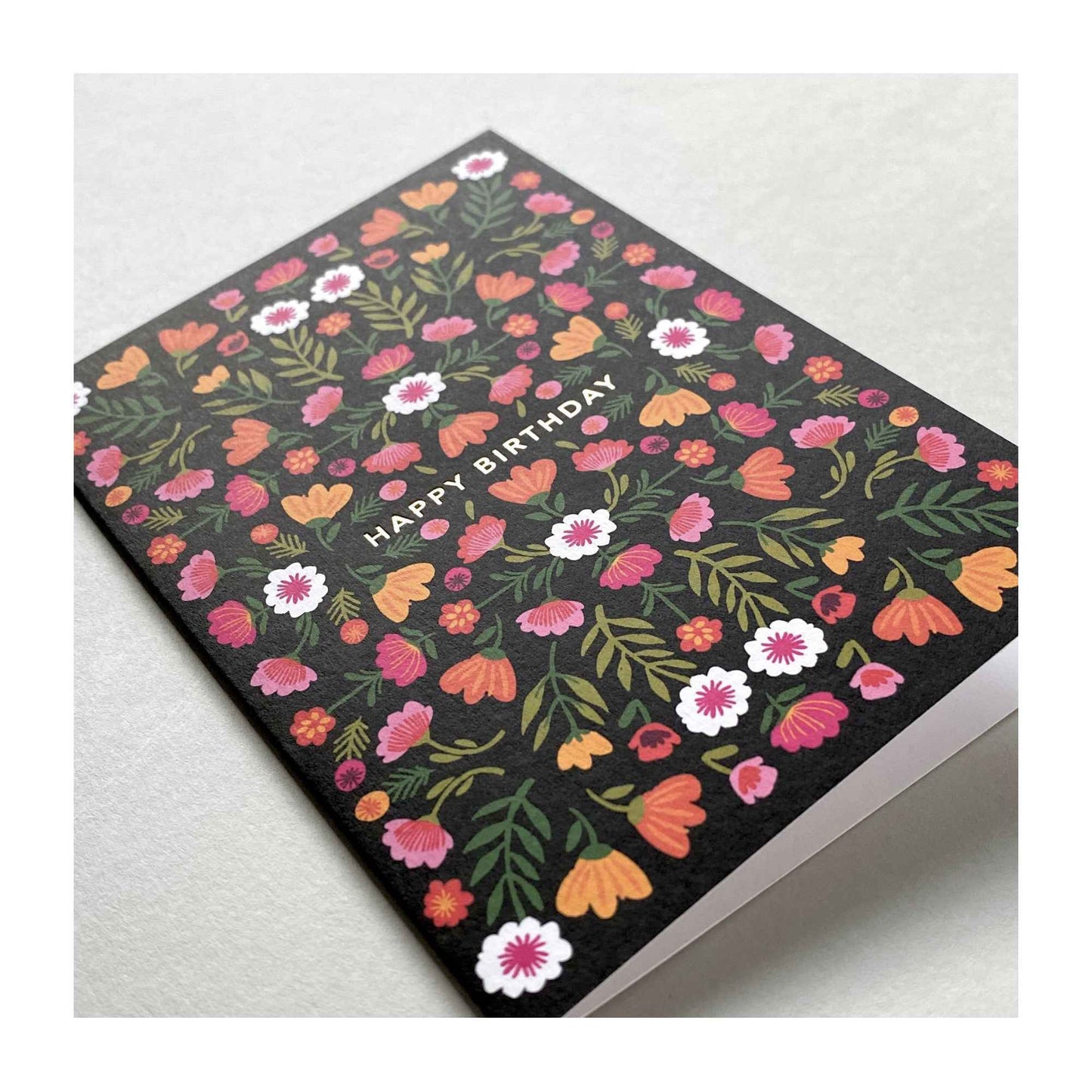Black Floral Birthday Card