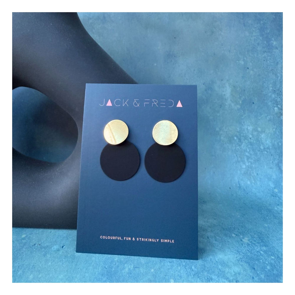 Black & Gold Disc Earrings