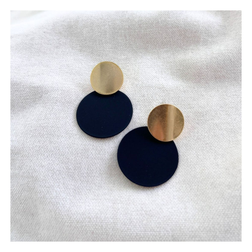 Black & Gold Disc Earrings