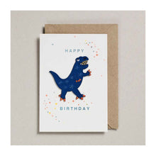  Happy Birthday Blue Dino Card - Iron on Patch