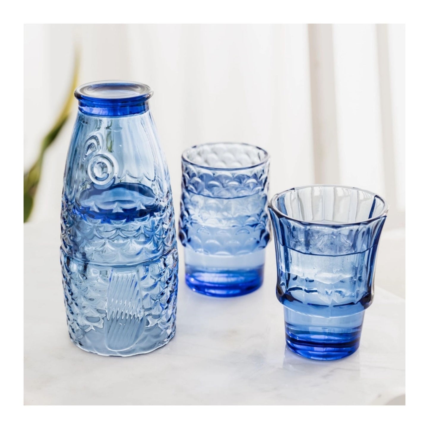 Blue Stacking Fish Drinking Glasses