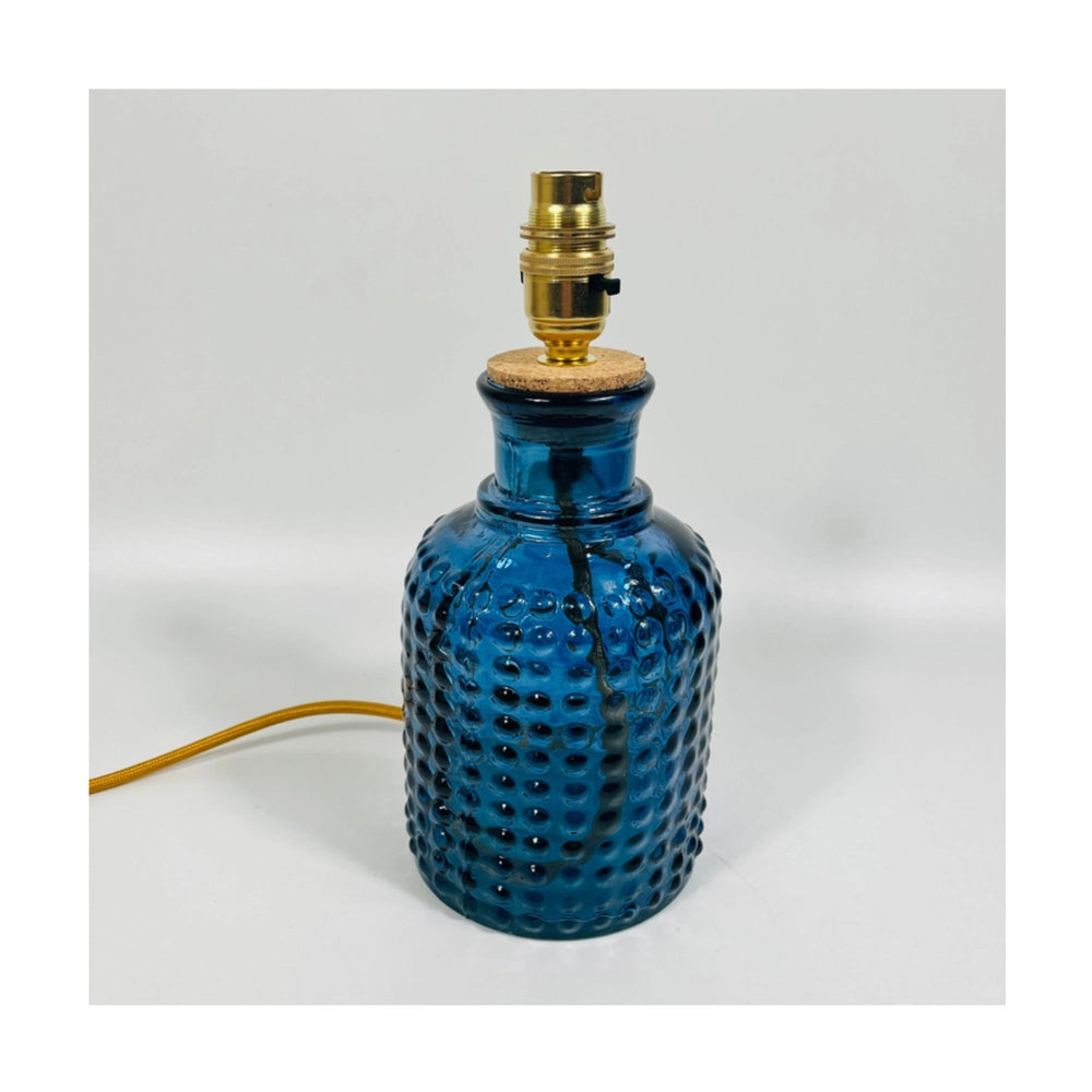 Navy Bubble Recycled Glass Table Lamp