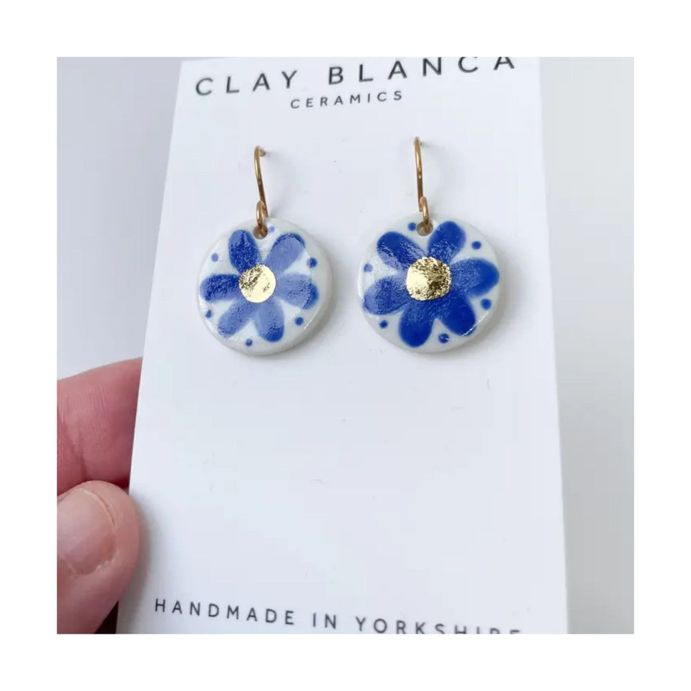 Blue Flower Porcelain Earrings