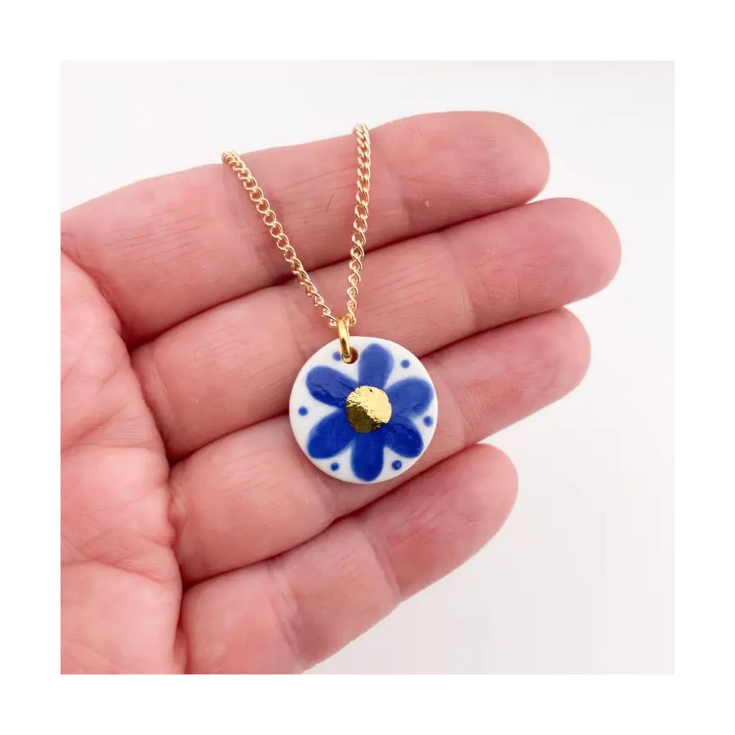 Blue Flower Porcelain Necklace