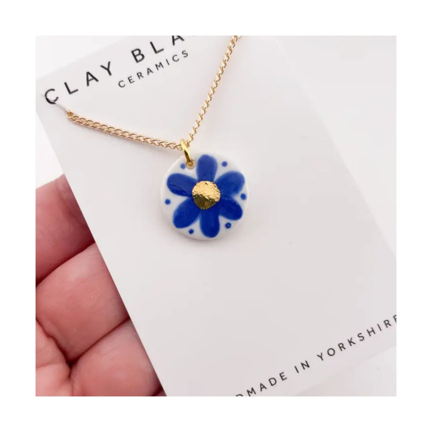 Blue Flower Porcelain Necklace