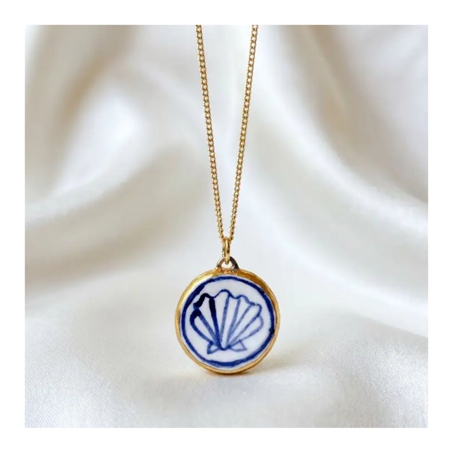 Blue Shell Ceramic Pendant