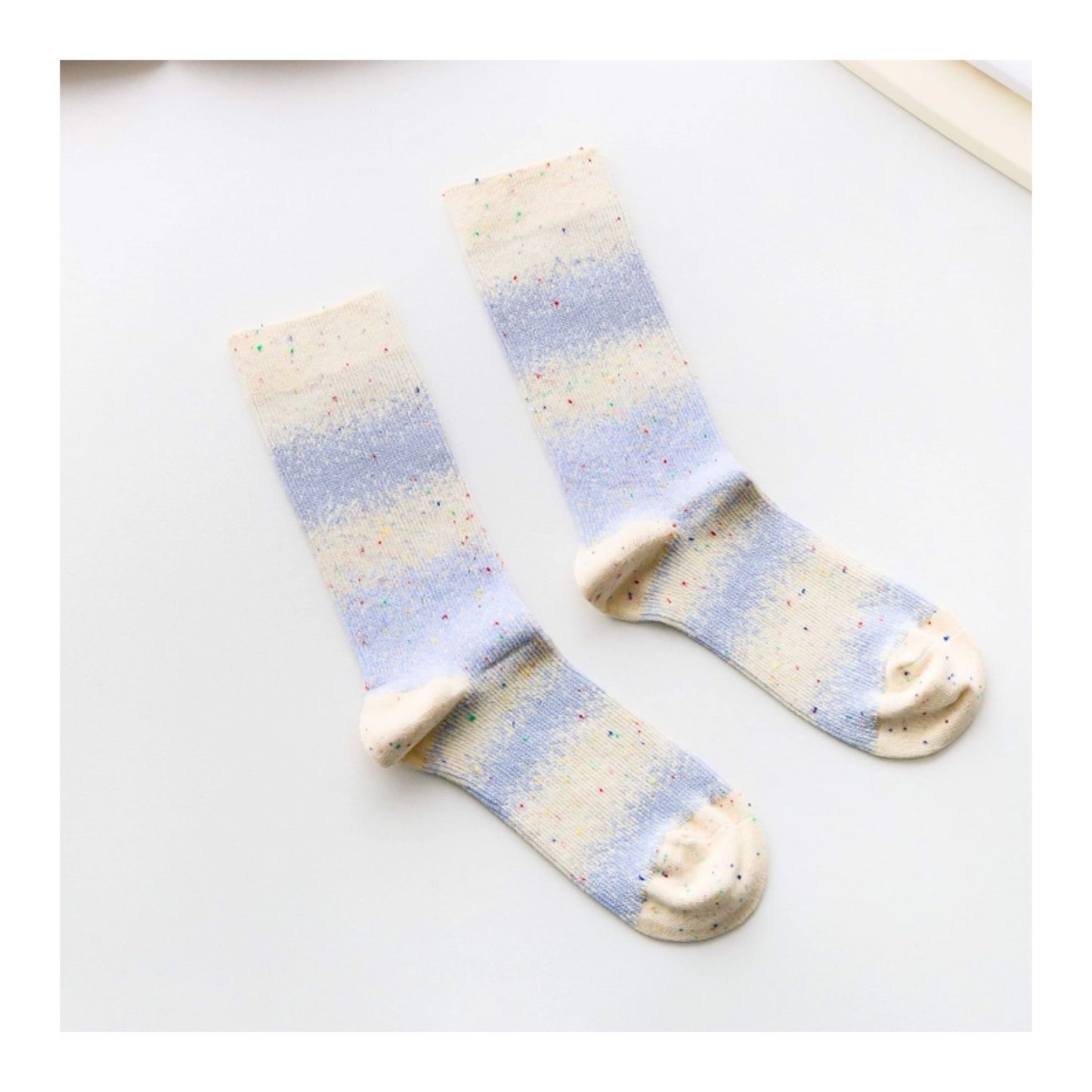 Blue Stardust Stripe Cotton Crew Socks