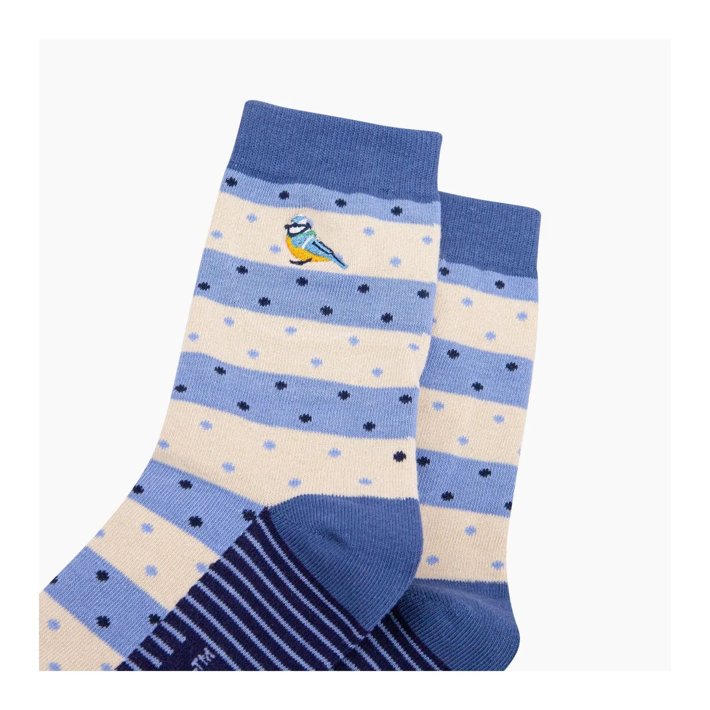 Embroidered Blue Tits Socks