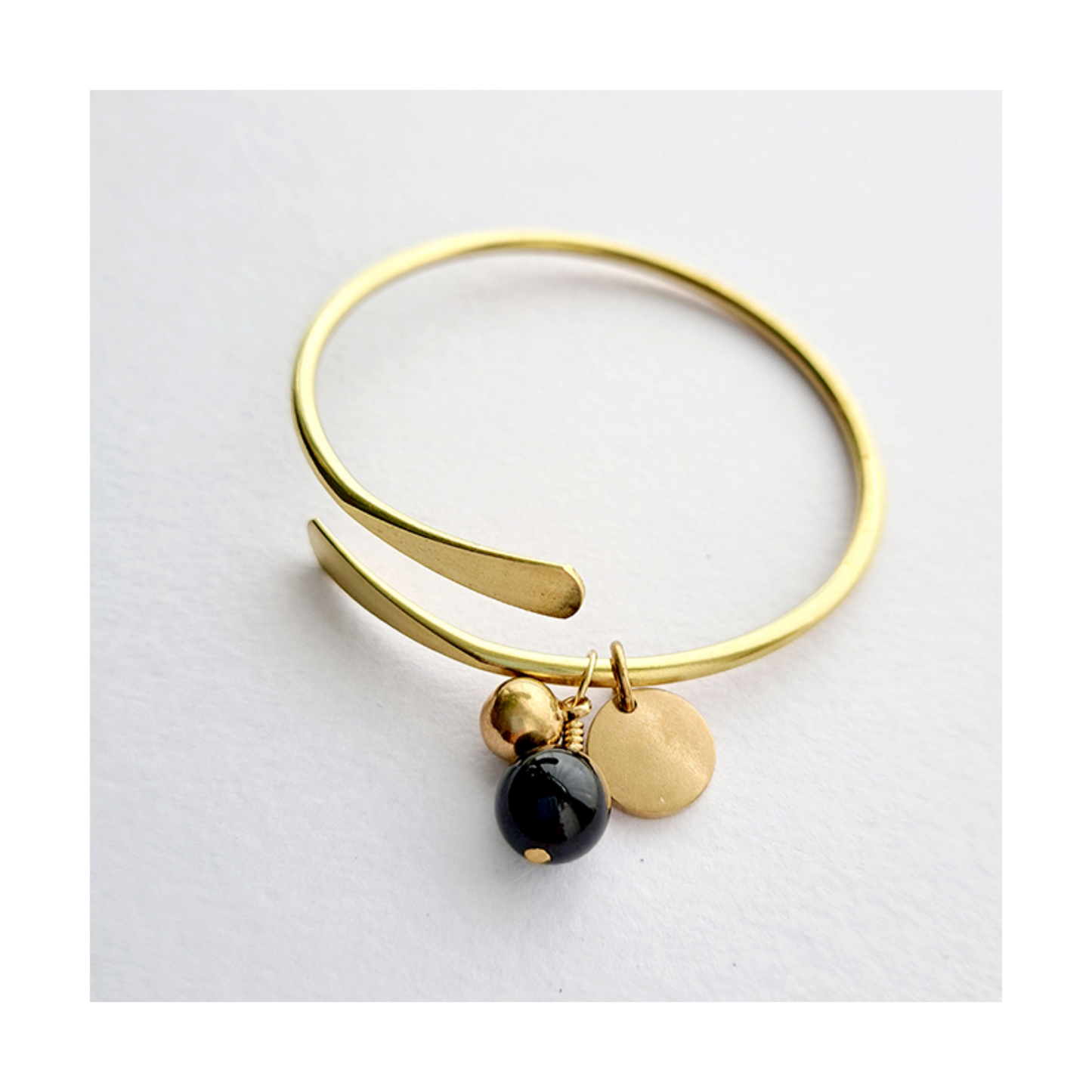 Brass Bracelet with Onyx