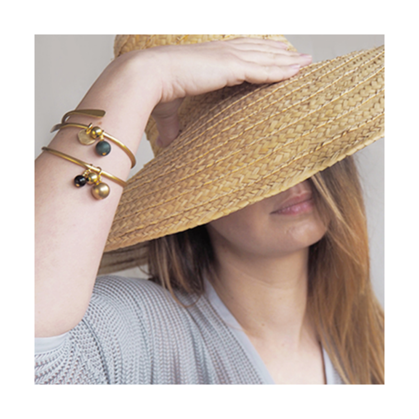 Brass Bracelet with Onyx