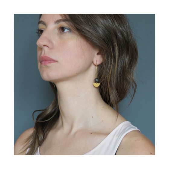 Long Brass Earring with Bead Harbour Lane Studio