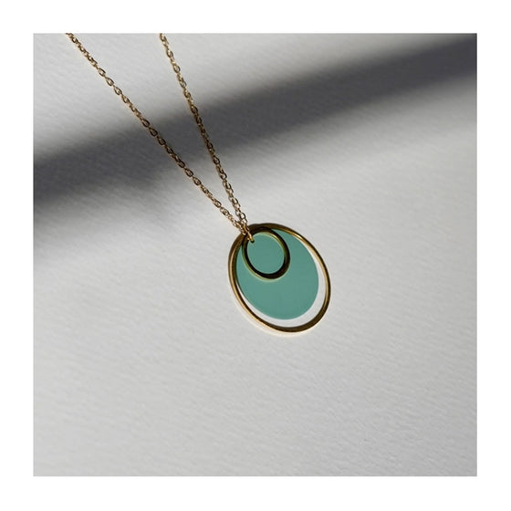 Double Hoop Colour and Brass Necklace