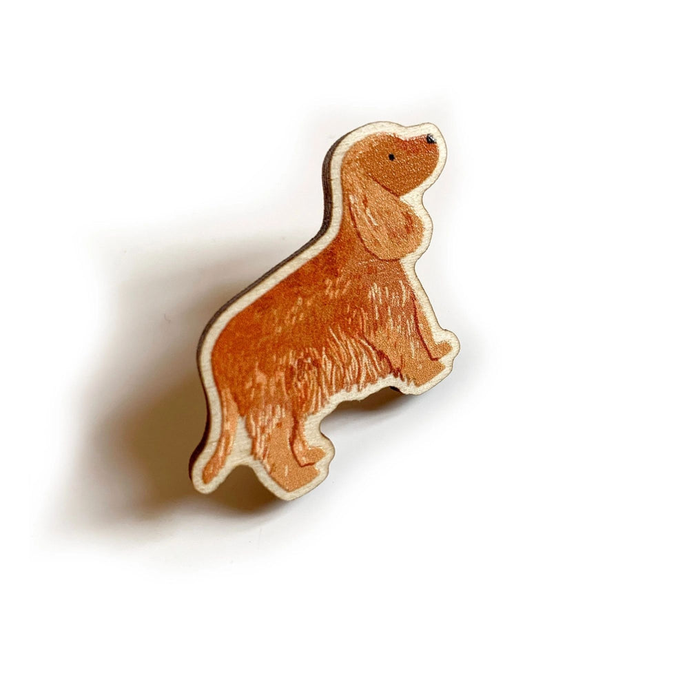 Brown Cocker Spaniel Wooden Pin