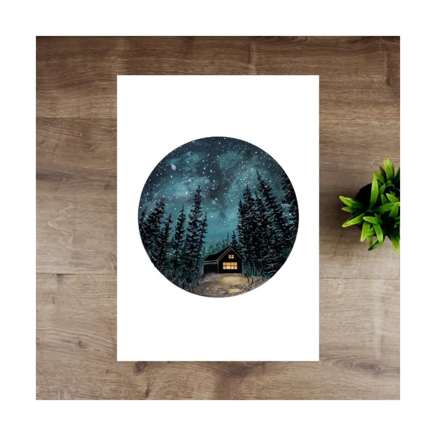 Cabin Under the Stars Art Print