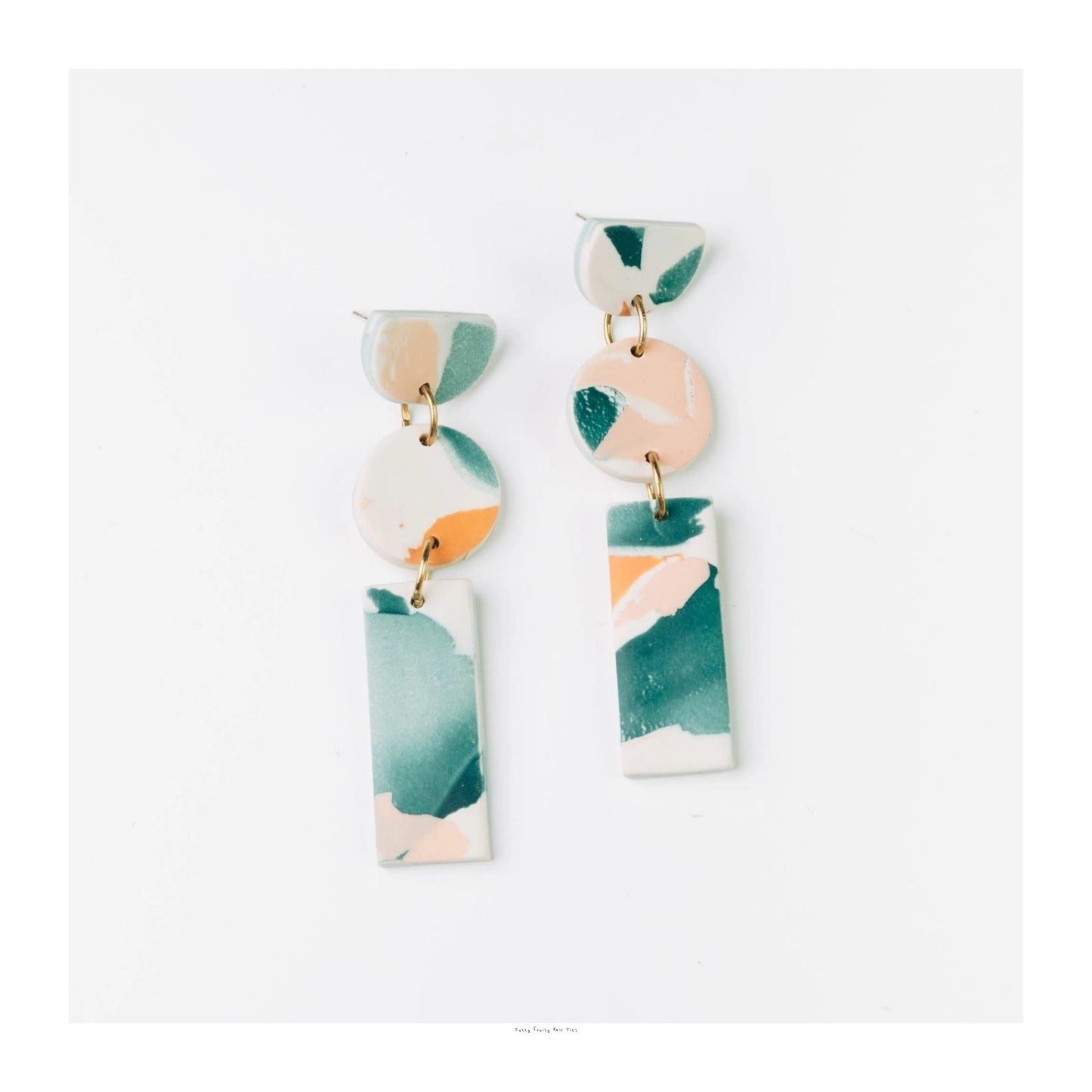 Lagoon Watercolour Cairn Stack Earrings