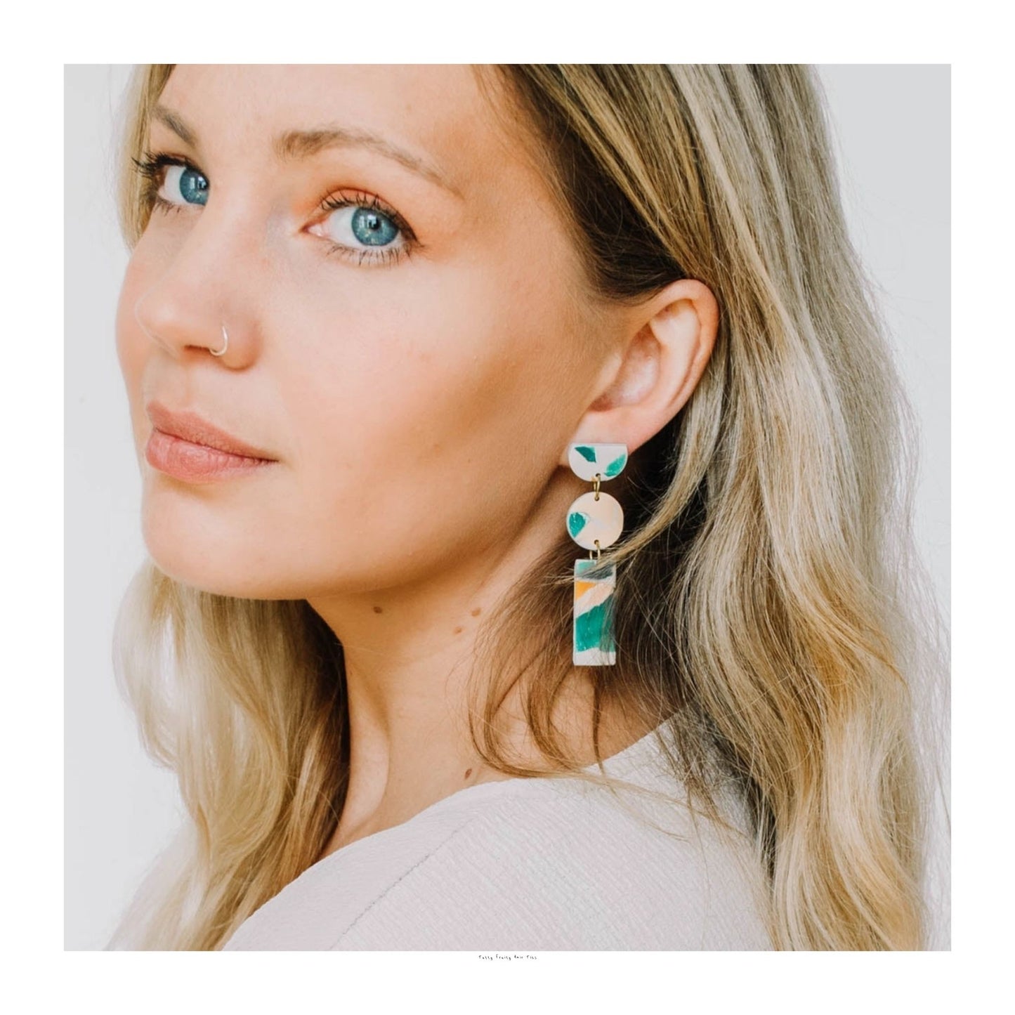 Lagoon Watercolour Cairn Stack Earrings