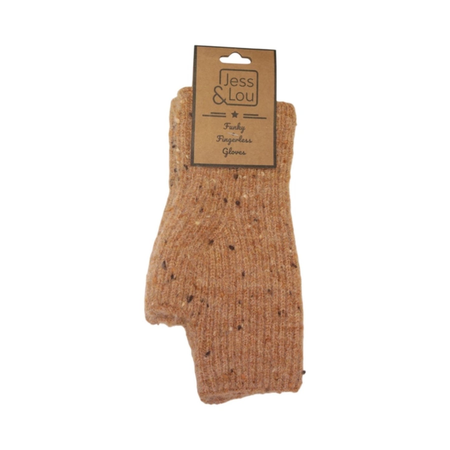 Camel Speckle Fingerless Gloves
