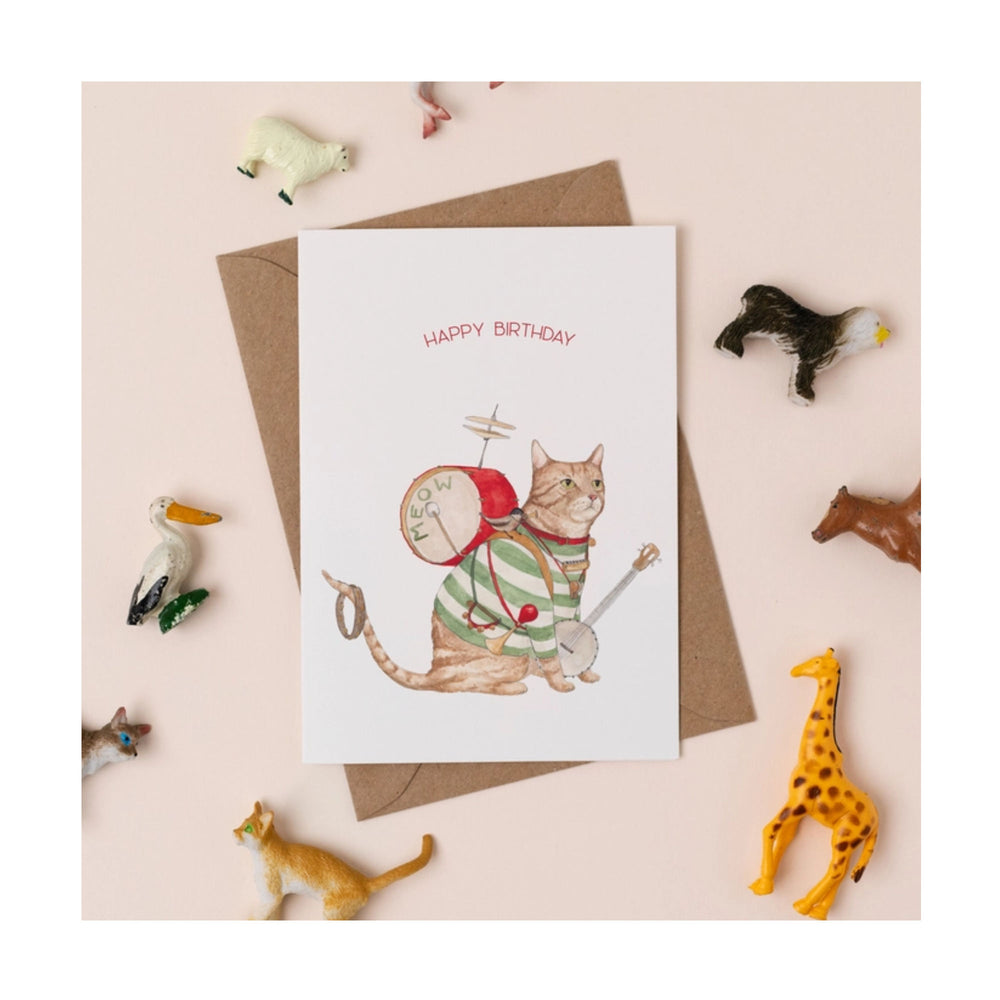 One Cat Band Birthday Card