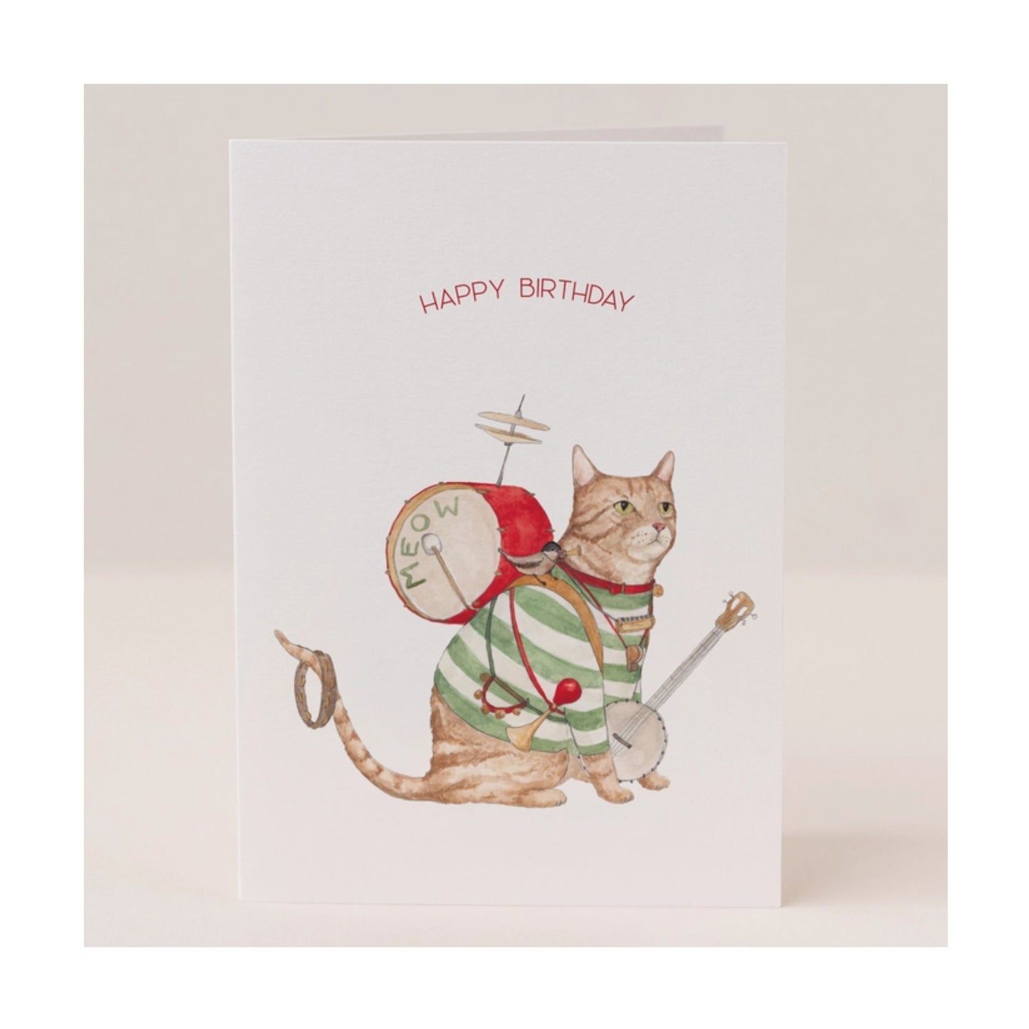 One Cat Band Birthday Card