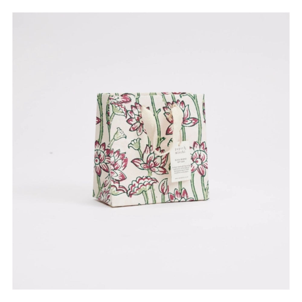 Cherry Lotus Hand Block Printed Gift Bag