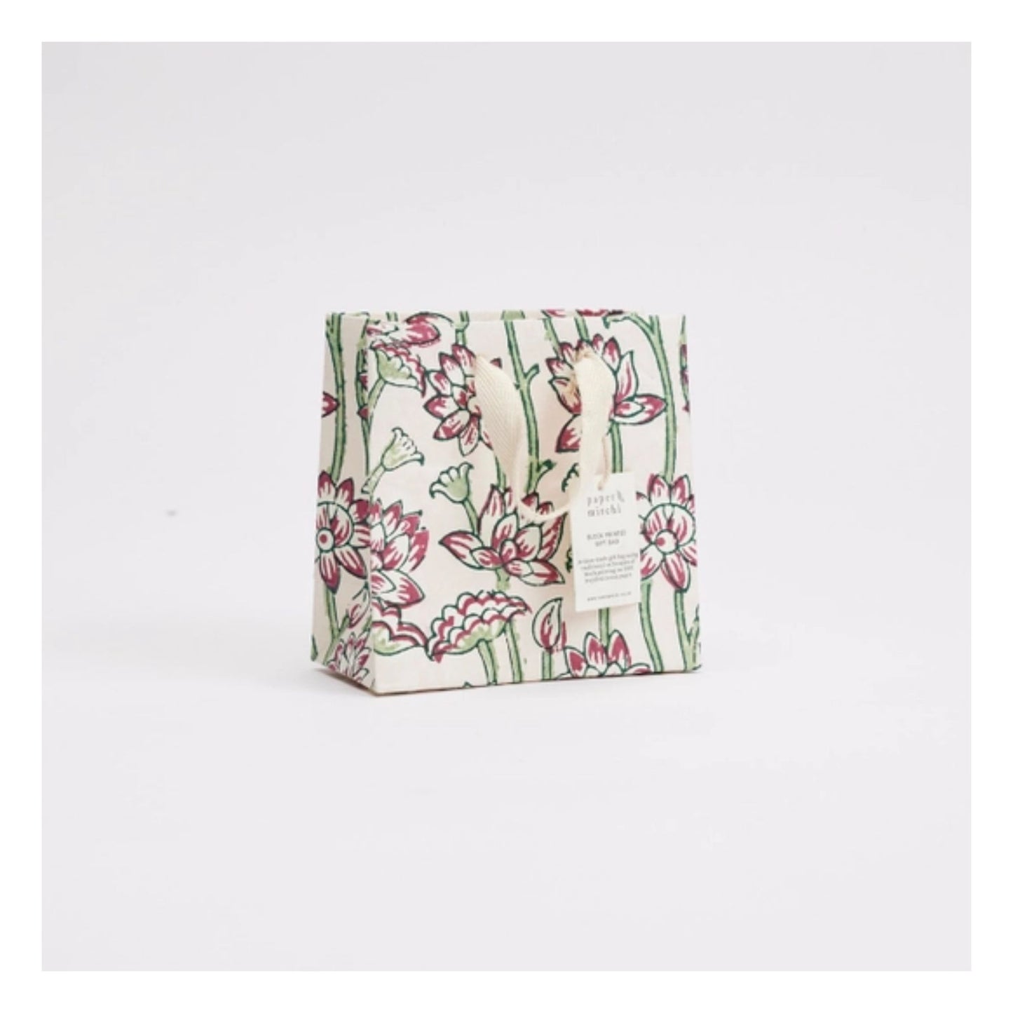 Cherry Lotus Hand Block Printed Gift Bag