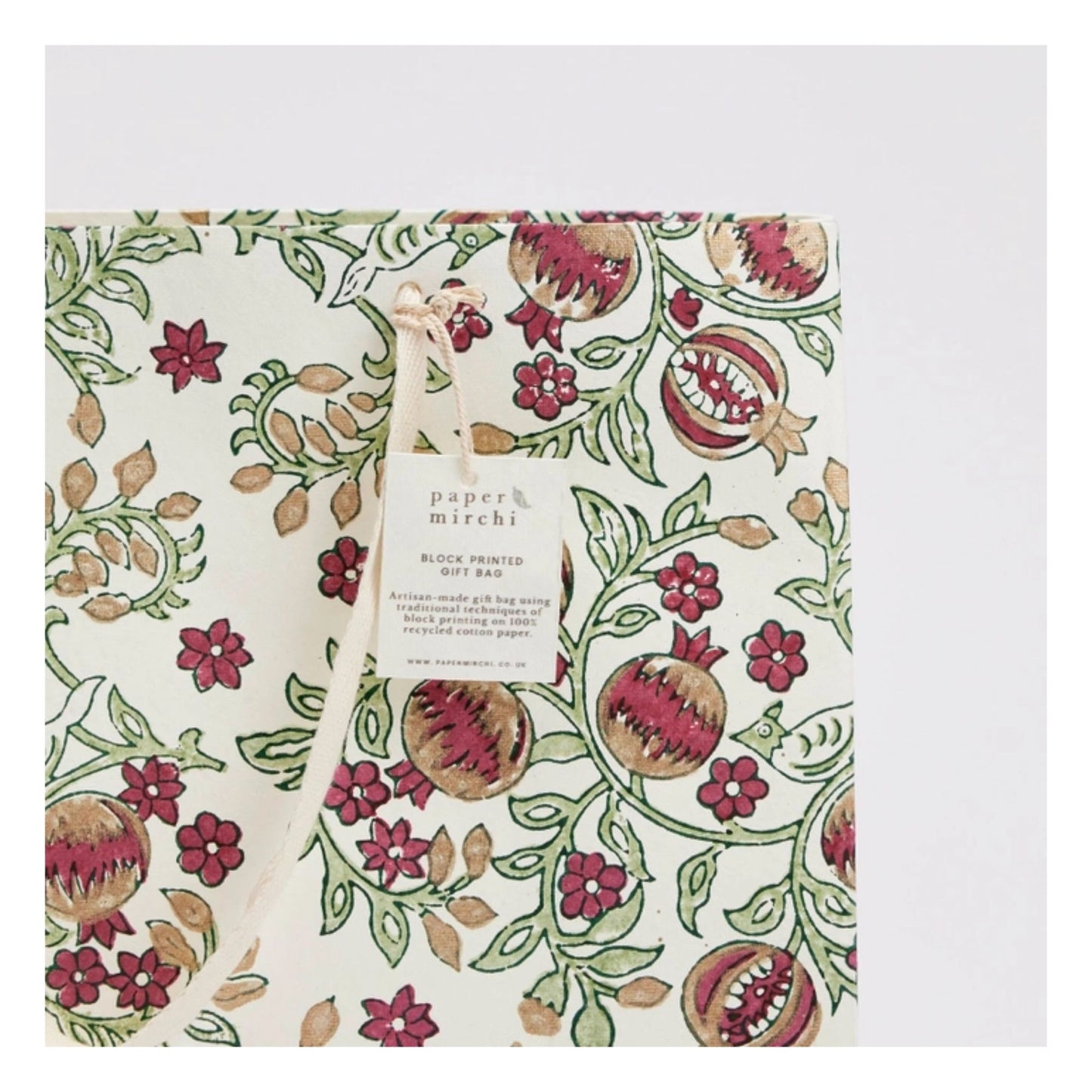 Cherry Pomegranate Hand Block Printed Gift Bag