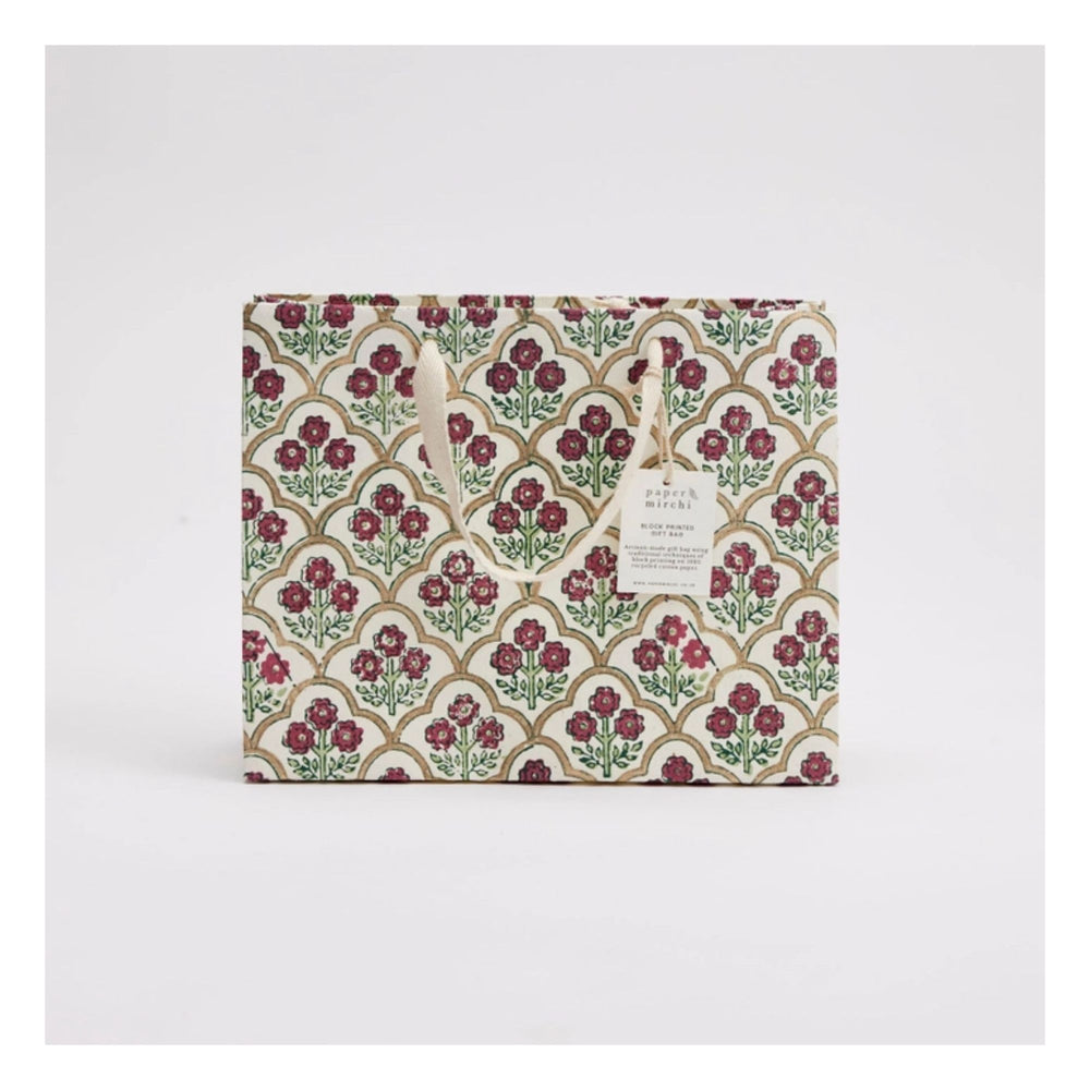 Cherry Trellis Hand Block Printed Gift Bag