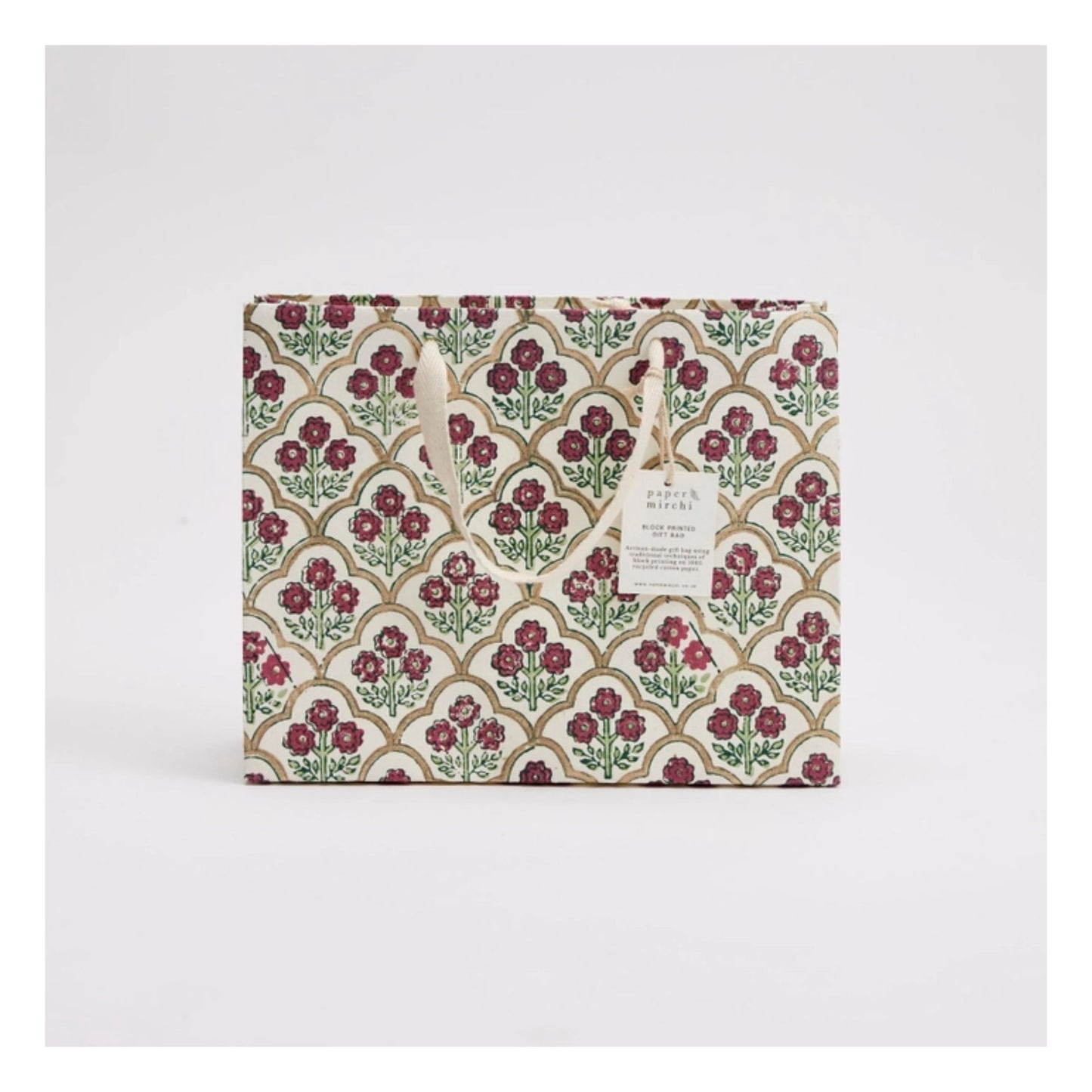 Cherry Trellis Hand Block Printed Gift Bag