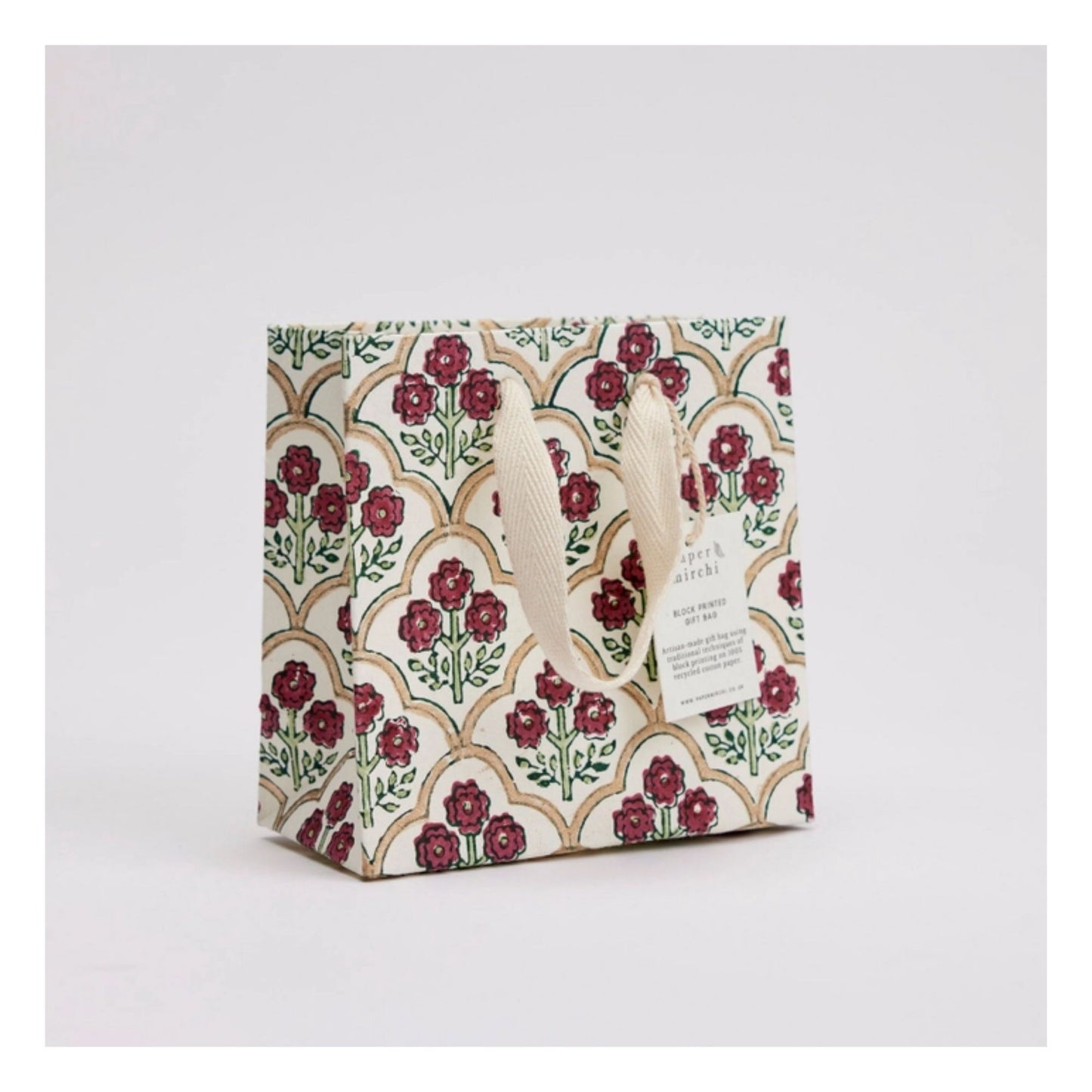 Cherry Trellis Hand Block Printed Gift Bag