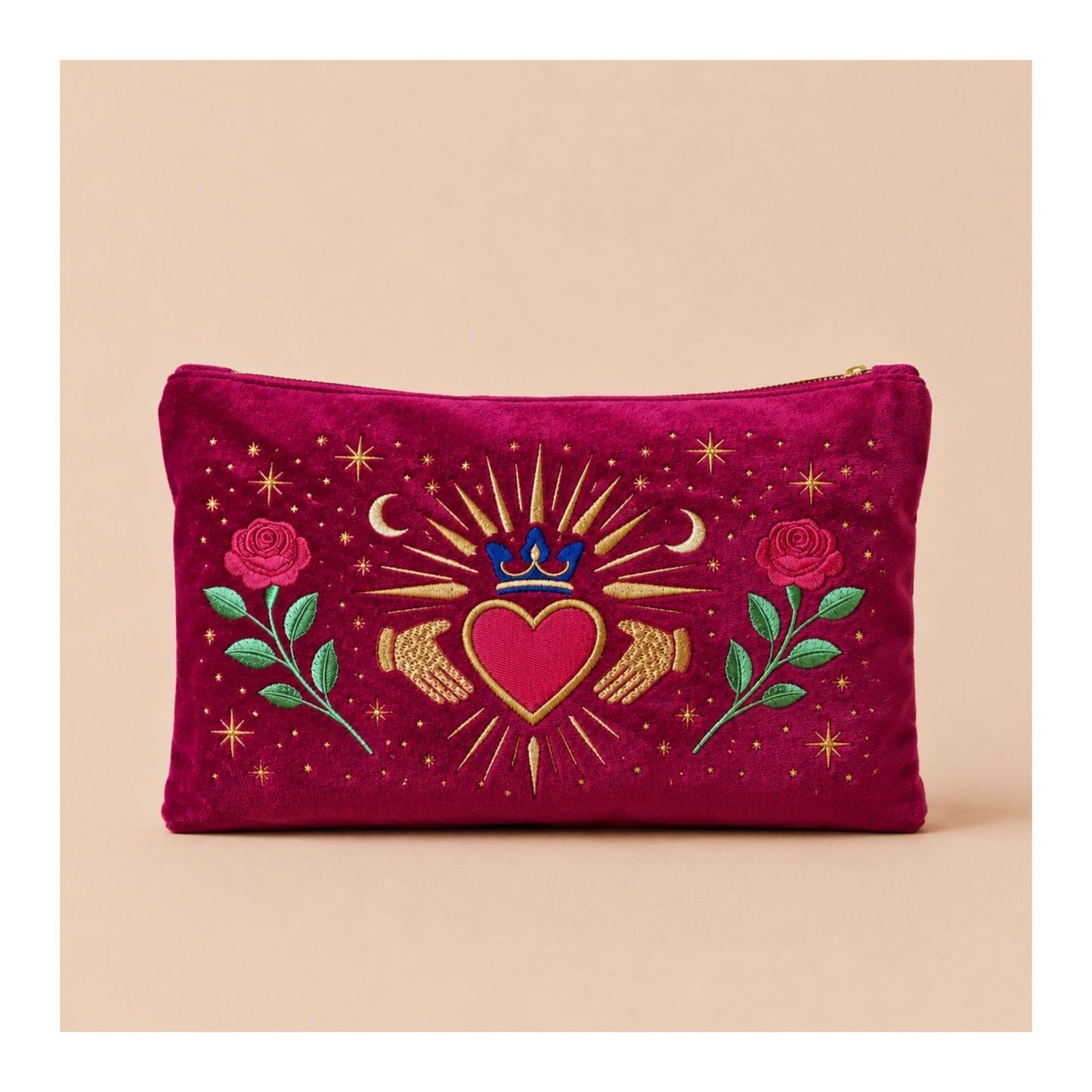 Claddagh Velvet Cosmetic Pouch