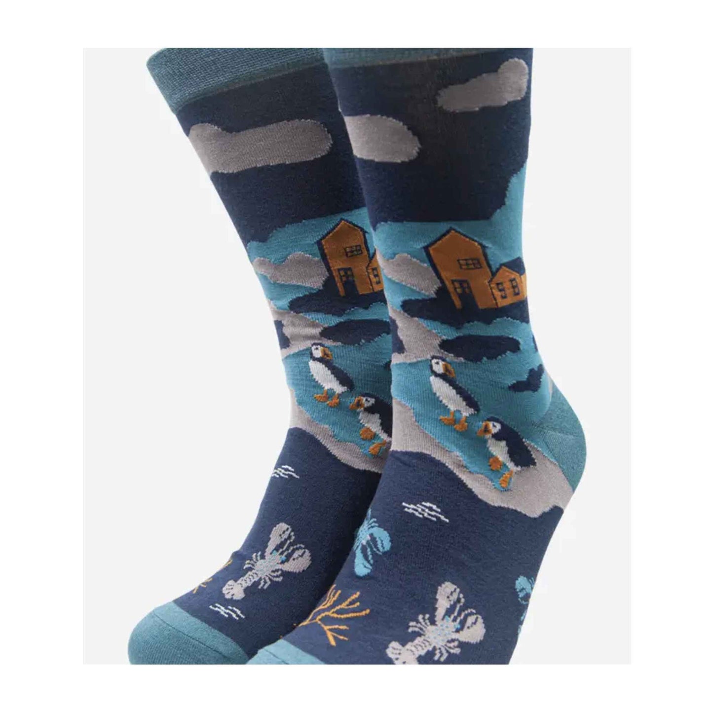 Coastal Scene Mens Bamboo Socks