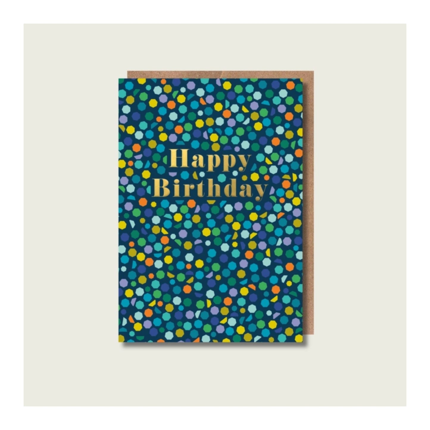 Navy Confetti Birthday Card