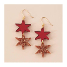  Star Dangle Earrings in Copper Glitter