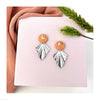 Coral Silver Fan Stud Earrings