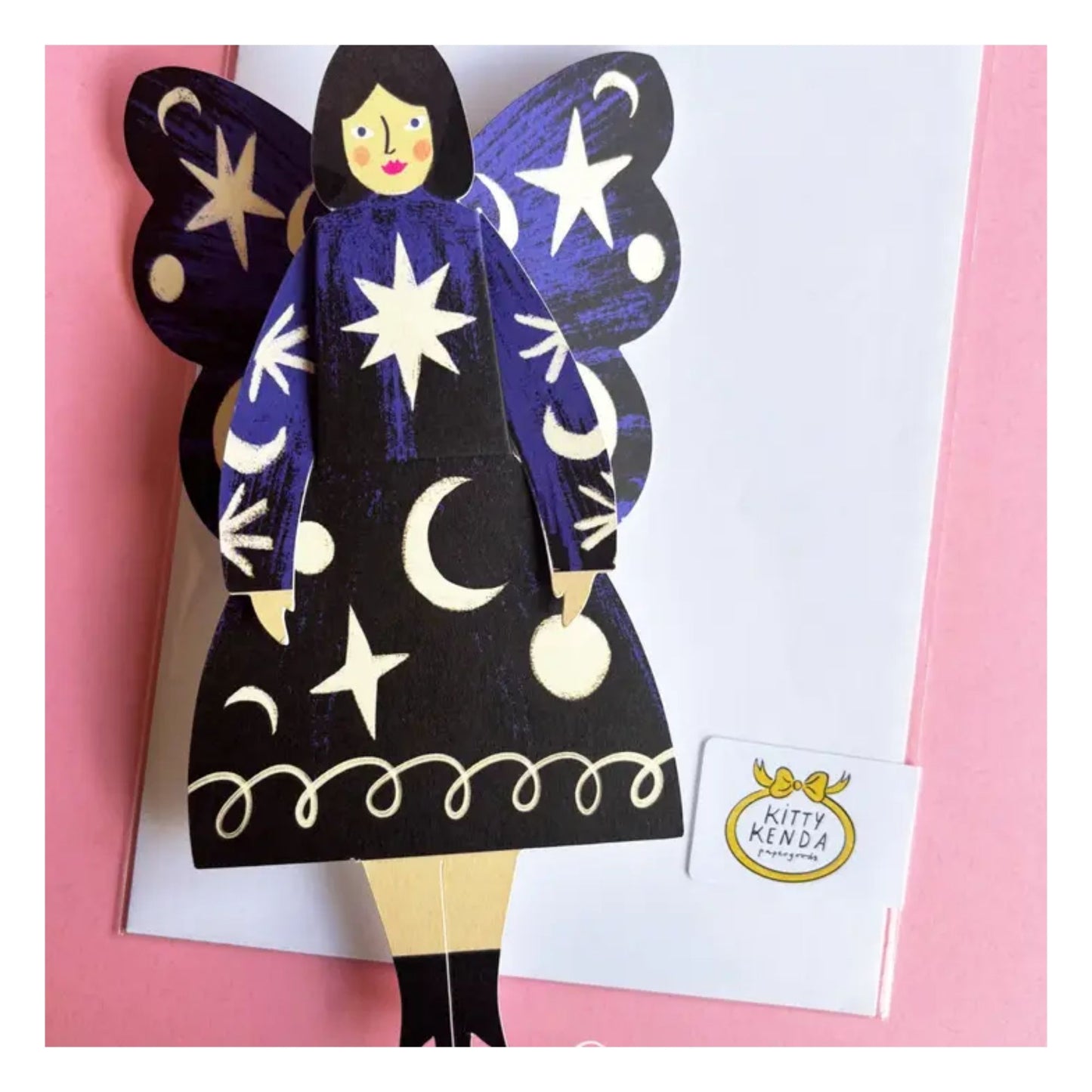 Cosmic Butterfly Woman Sitting Card