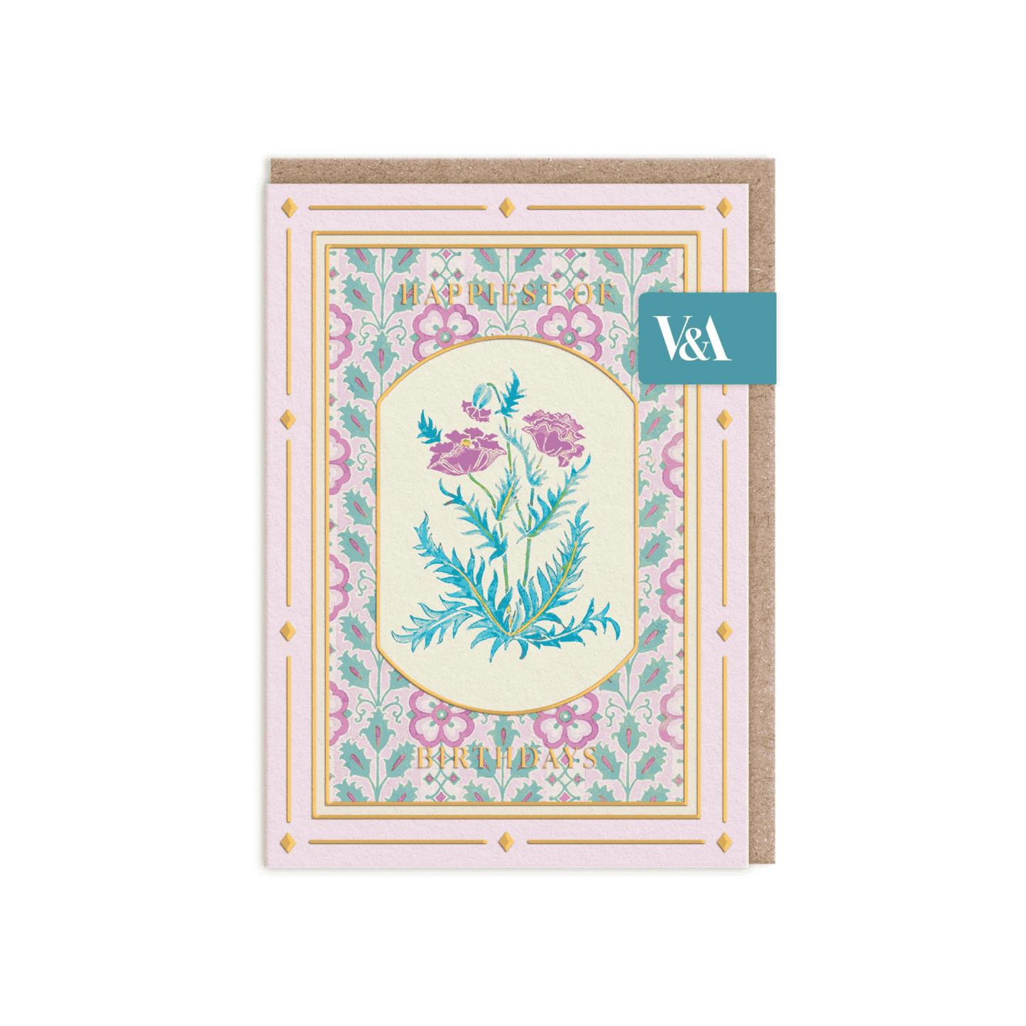 Purple Poppies Cottagecore Birthday Card