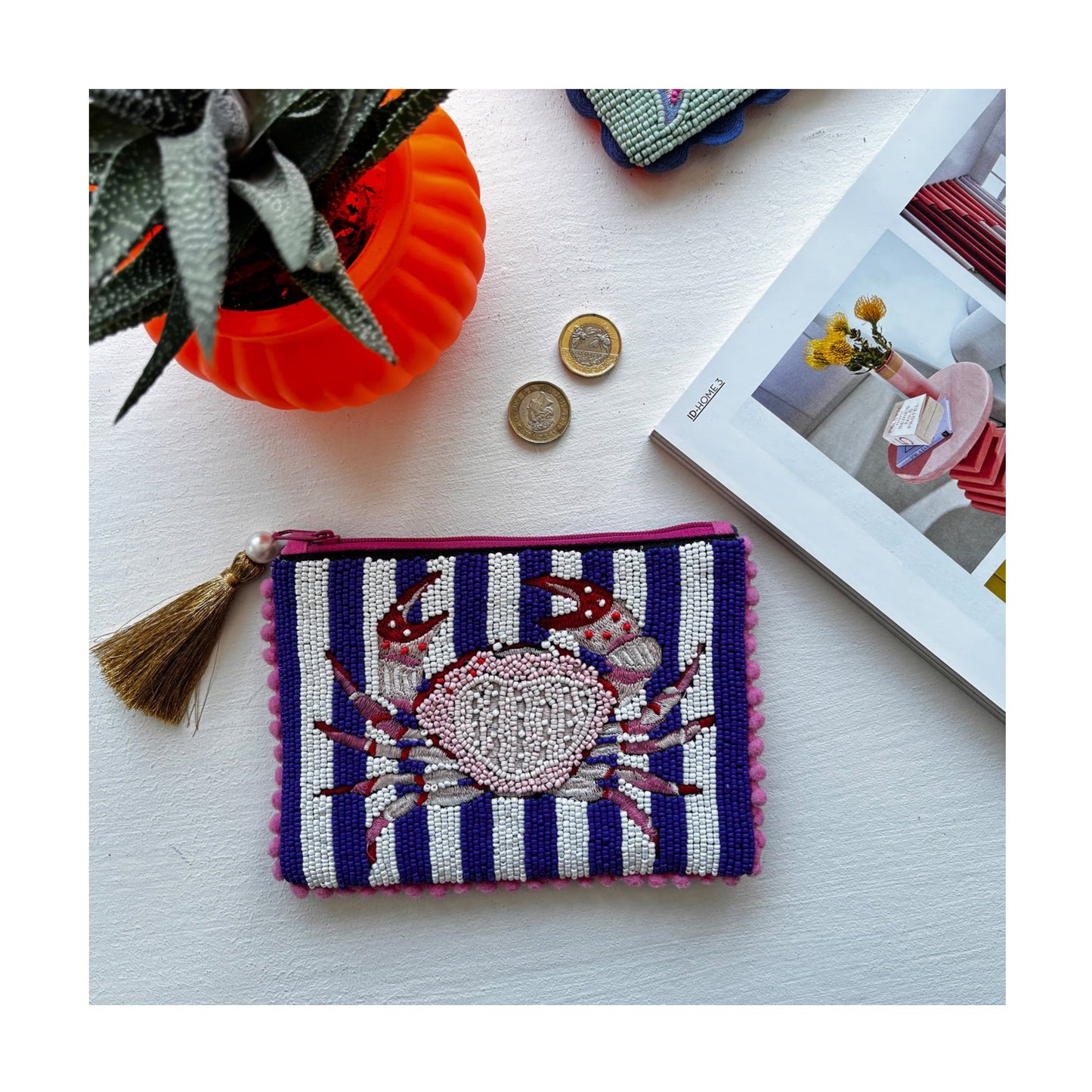 Crab Beaded Purse