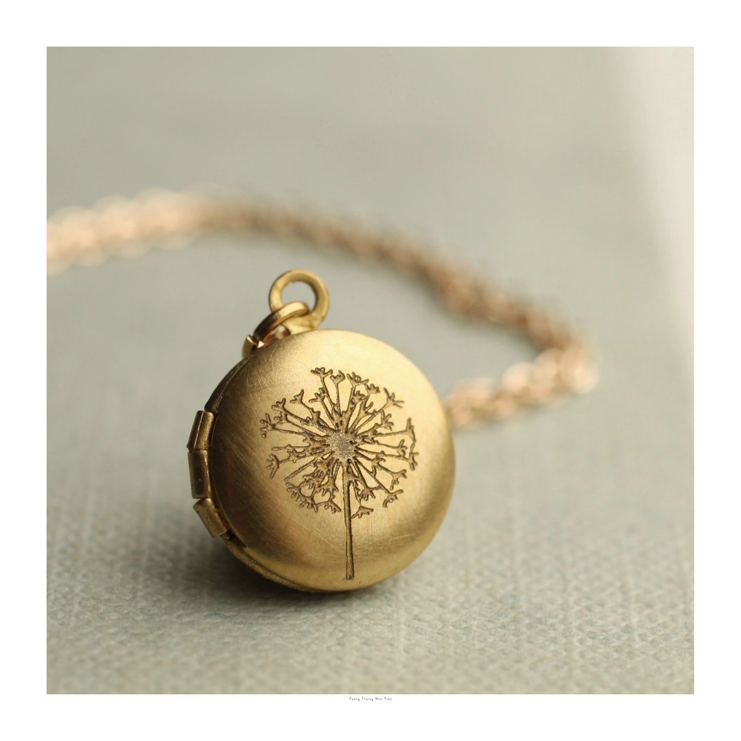 Dandelion Brass Round Locket Necklace