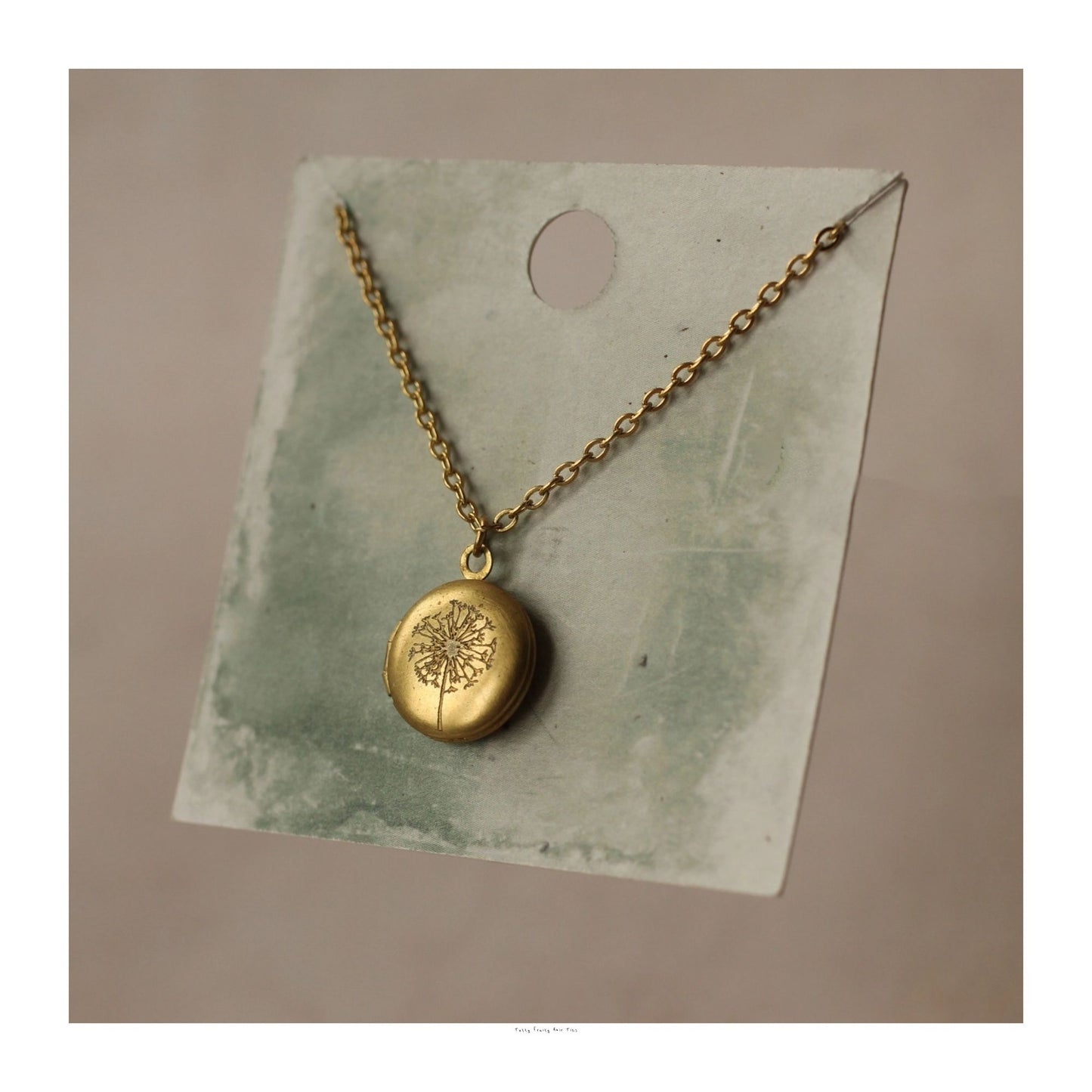 Dandelion Brass Round Locket Necklace